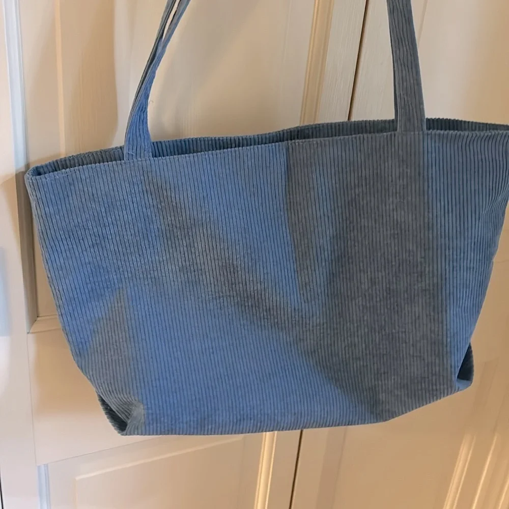 Corduroy Bag NEW ! Interior Pocket Shoulder Straps in Clay Blue